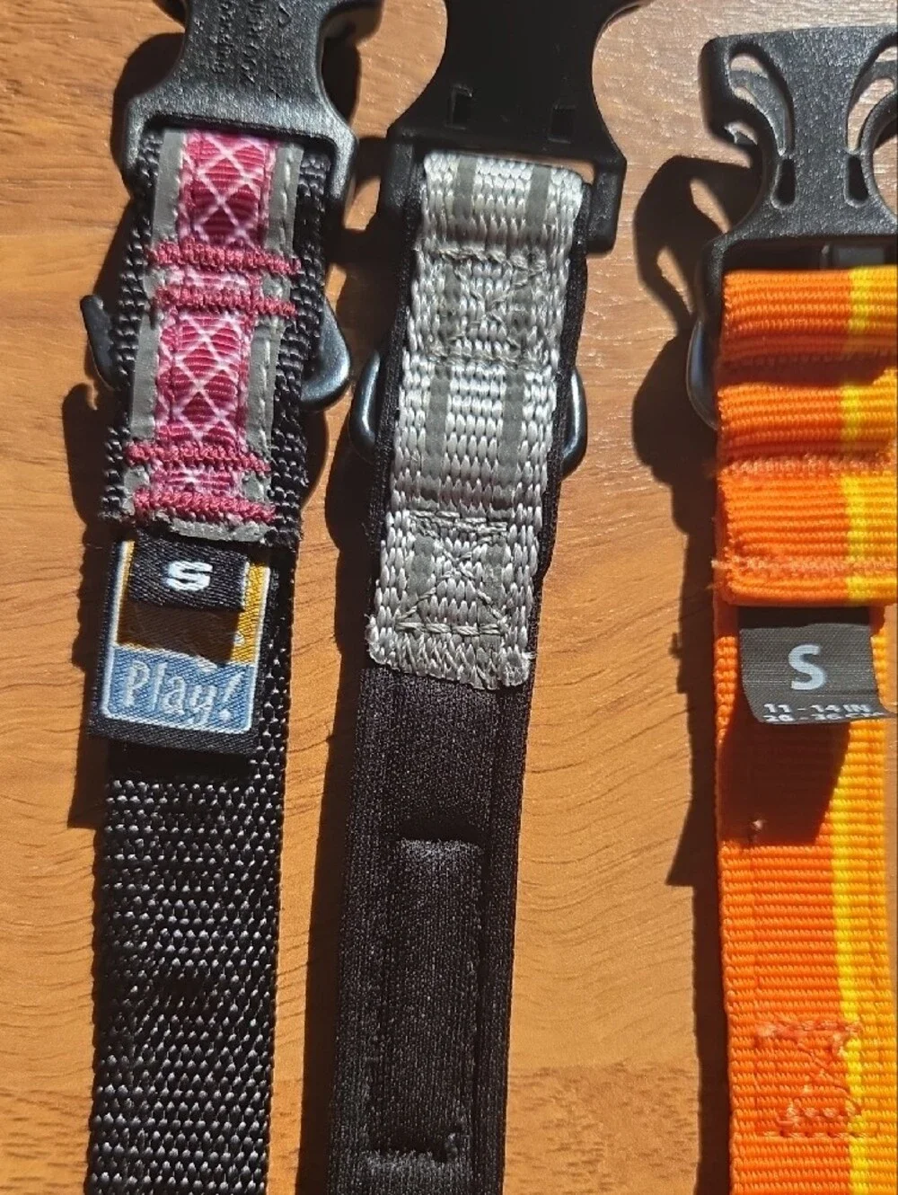 3 Small Dog Collars - Orange, Silver, Pink